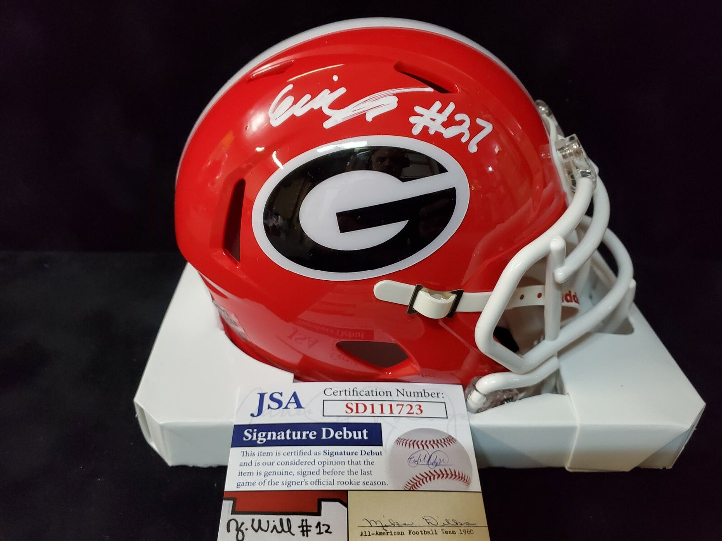 Georgia Bulldogs Eric Stokes Autographed Signed Mini Helmet Jsa Coa