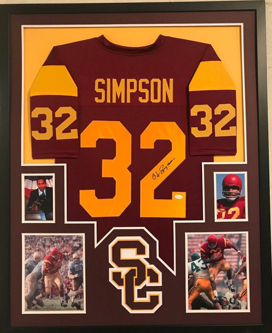 MVP Authentics Framed Oj O.J. Simpson Autographed Signed Usc Trojans Jersey Jsa Coa 765 sports jersey framing , jersey framing