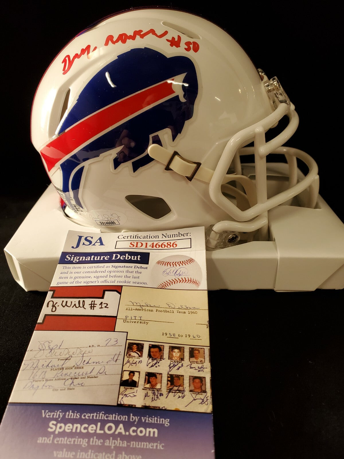 Buffalo Bills Gregory Rousseau Signed Speed Mini Helmet Jsa Coa