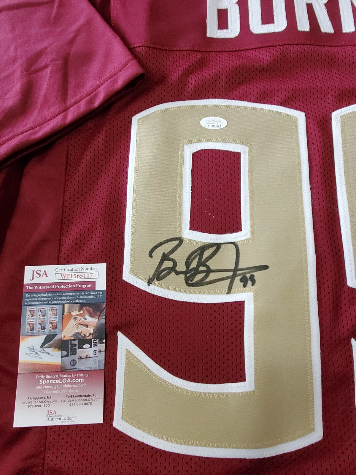 Florida State Seminoles Brian Burns Autographed Signed Jersey Jsa Coa
