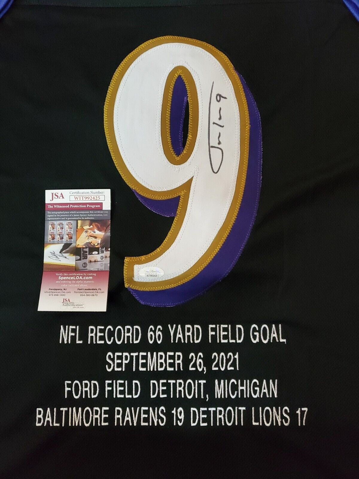 Baltimore Ravens Justin Tucker Autographed Signed Stat Jersey Jsa Coa