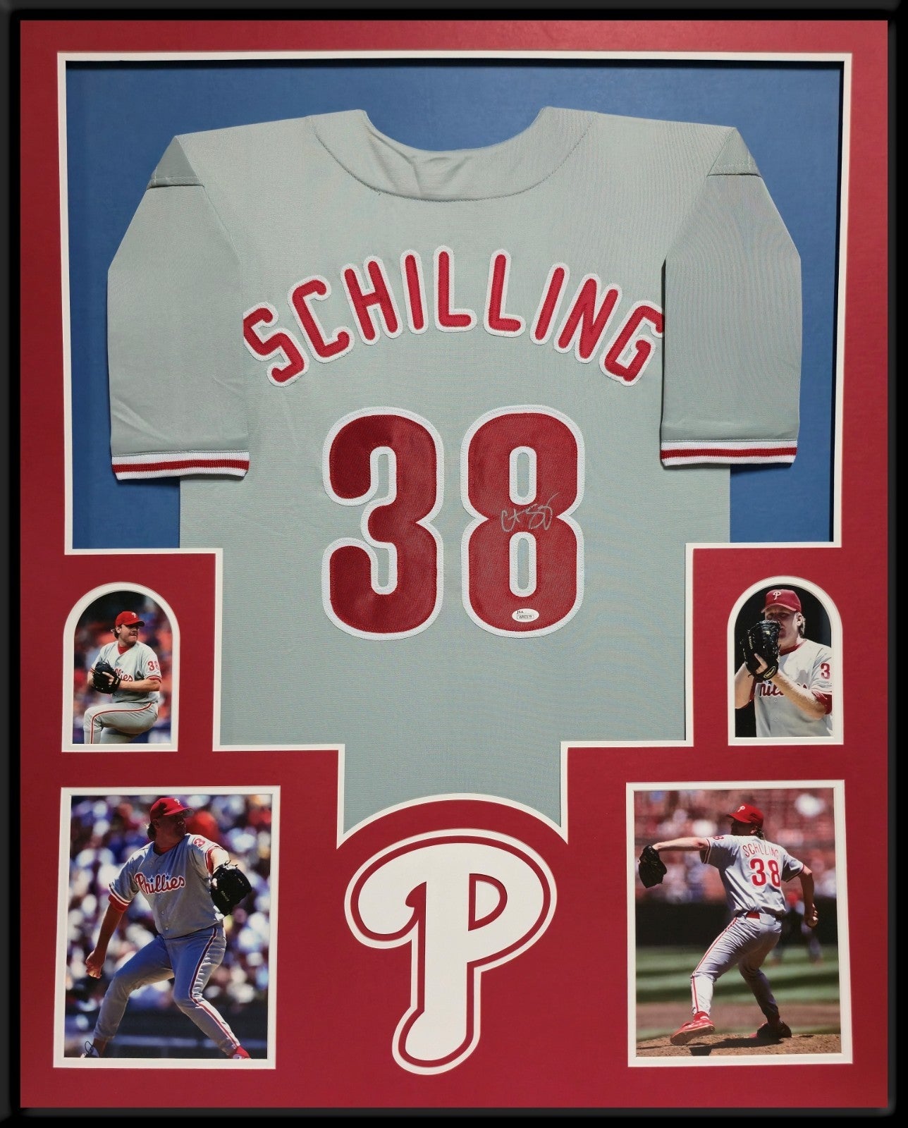 Framed Philadelphia Phillies Curt Schilling Autographed Signed Jersey Jsa Coa