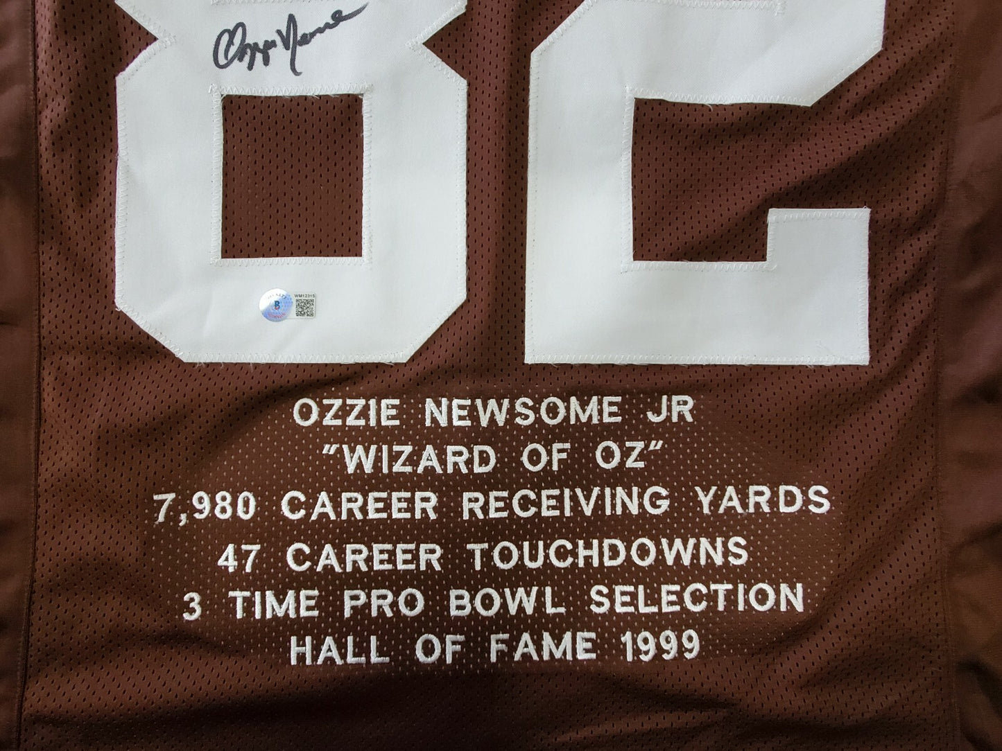 Cleveland Browns Ozzie Newsome Autographed Signed Stat Jersey Beckett Holo