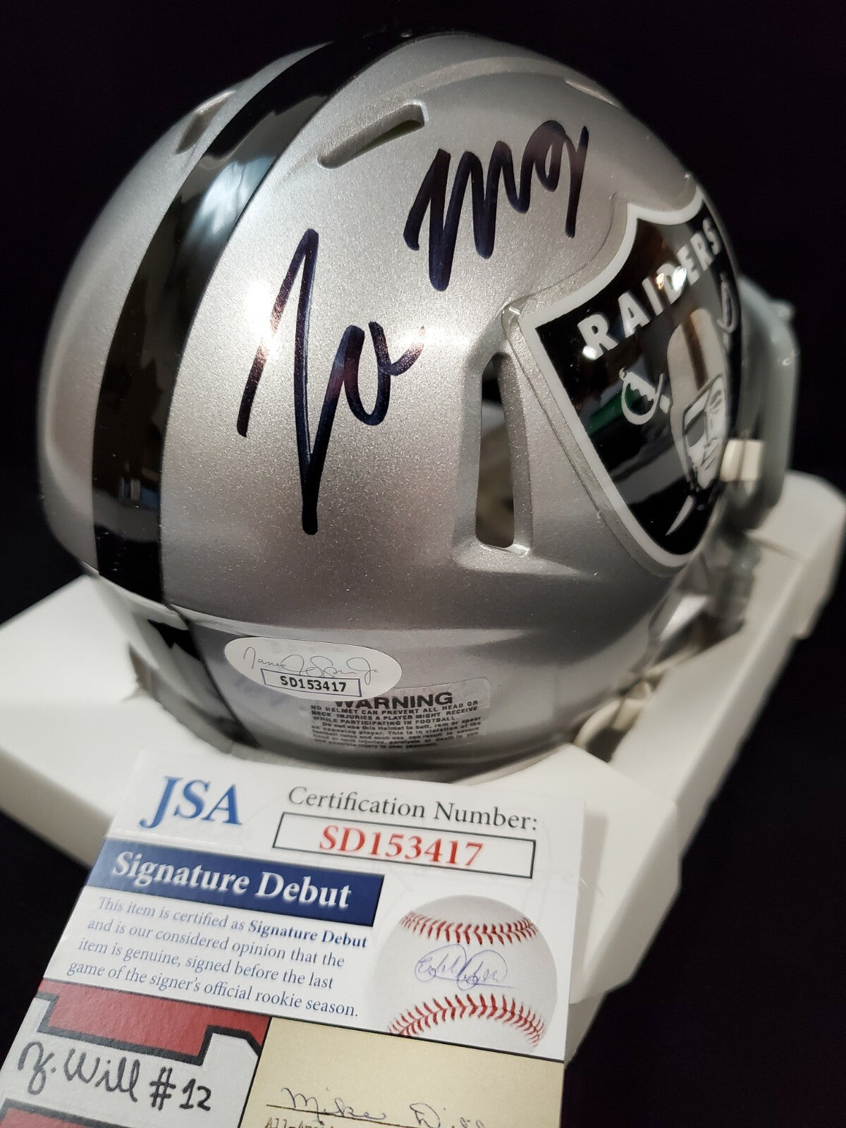 Las Vegas Raiders Tre'von Moehrig Autographed Signed Speed Mini Helmet Jsa Coa