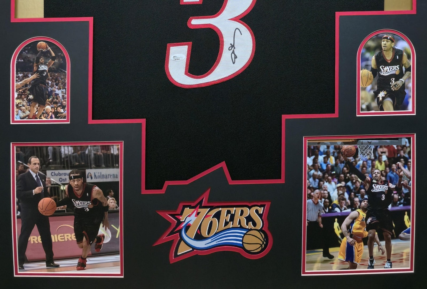 Framed Philadelphia 76Ers Allen Iverson Autographed Signed Jersey Jsa Coa