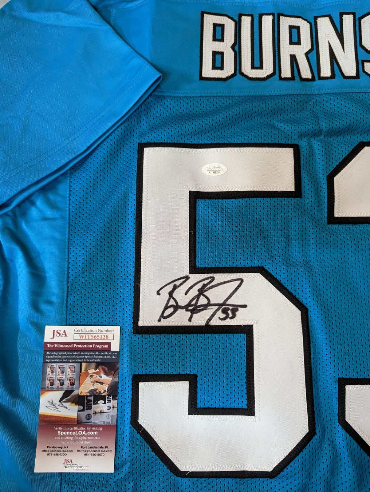 Carolina Panthers Brian Burns Autographed Signed Jersey Jsa  Coa
