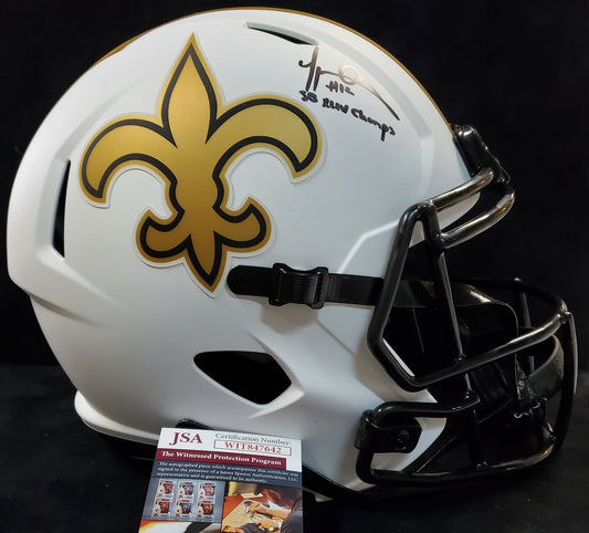 New Orleans Saints Marques Colston Signed Inscribed F/S Lunar Rep Helmet Jsa Coa