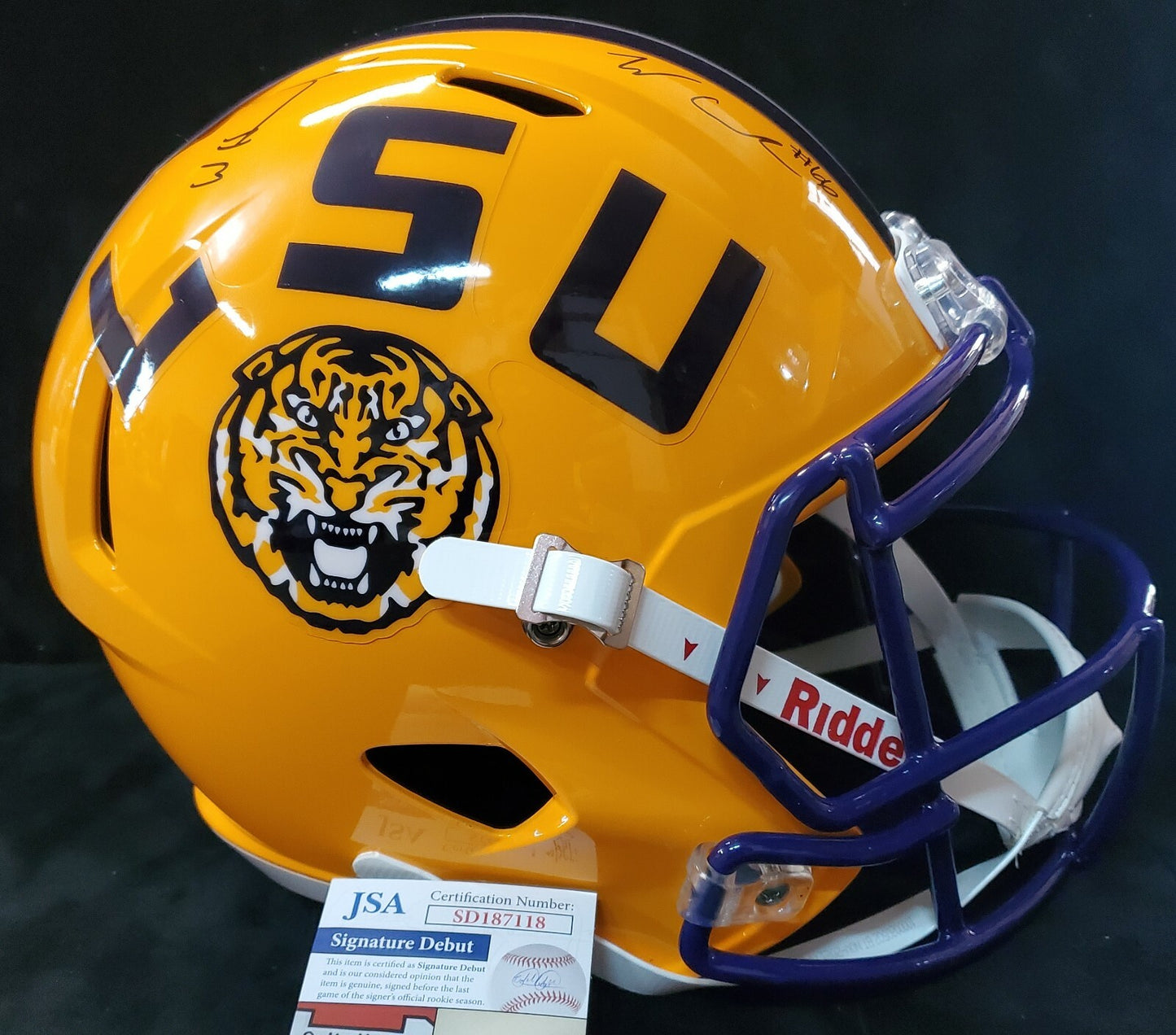 Lsu Tigers Walker Howard & Will Campbell 2X Signed Full Size Replica Helmet Jsa