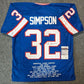 MVP Authentics Buffalo Bills Oj Simpson Autographed Signed Stat Jersey Jsa Coa 202.50 sports jersey framing , jersey framing
