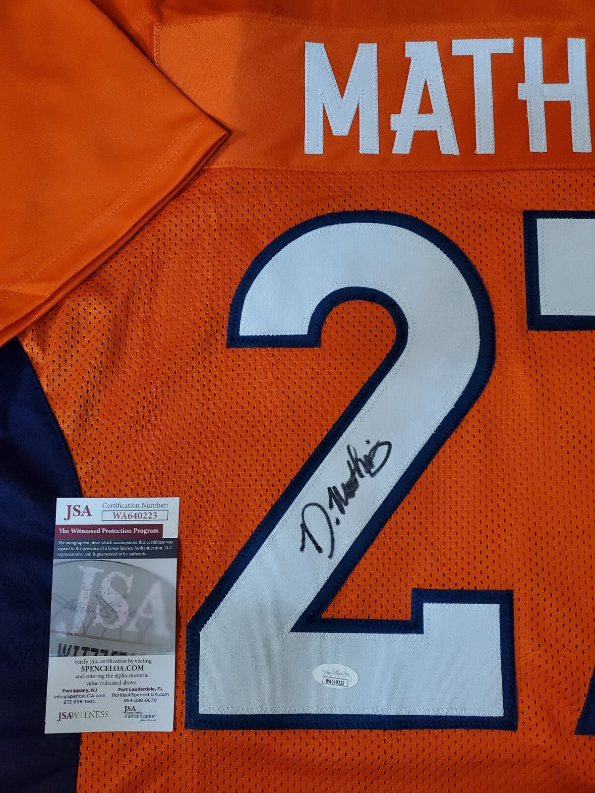 Denver Broncos Damarri Mathis Autographed Signed Jersey Jsa Coa
