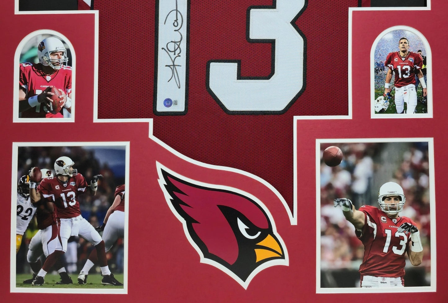 Framed Kurt Warner Autographed Signed Arizona Cardinals Jersey Beckett Holo