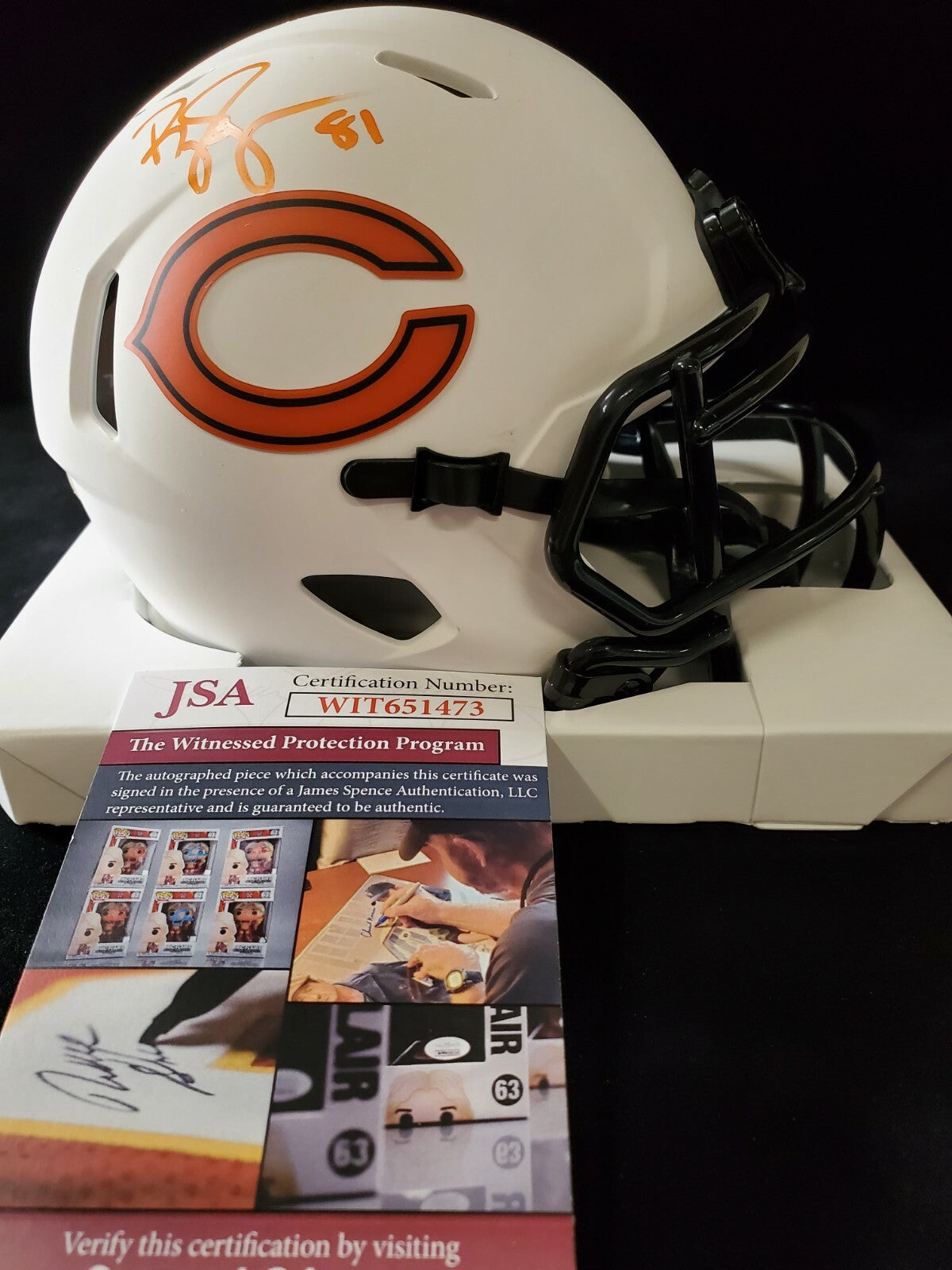 Chicago Bears Bobby Engram Signed Lunar Mini Helmet Jsa Coa