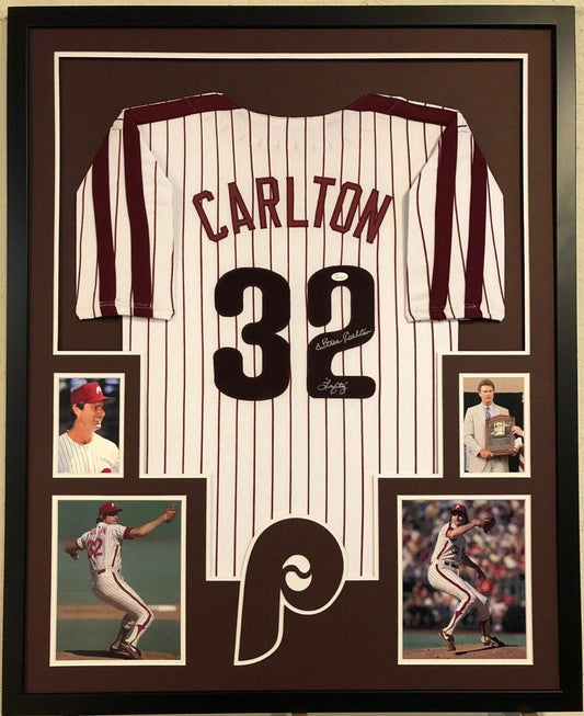 MVP Authentics Framed Philadelphia Phillies Steve Carlton Autographed Signed Jersey Jsa Coa 450 sports jersey framing , jersey framing