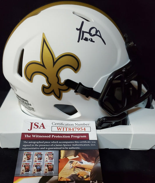 New Orleans Saints Marques Colston Signed Lunar Mini Helmet Jsa Coa