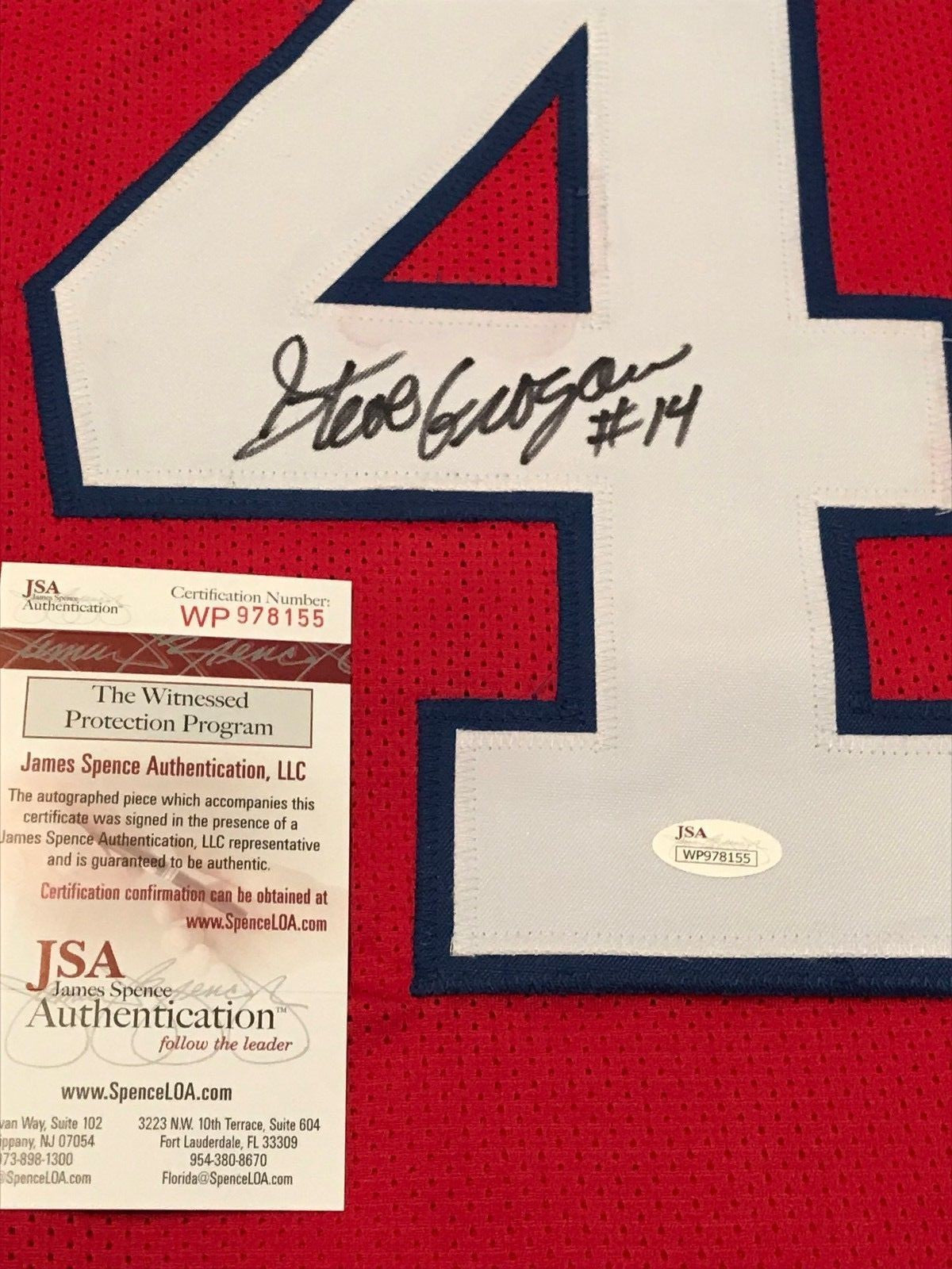 Steve Grogan Autographed Signed New England Patriots Jersey Jsa  Coa