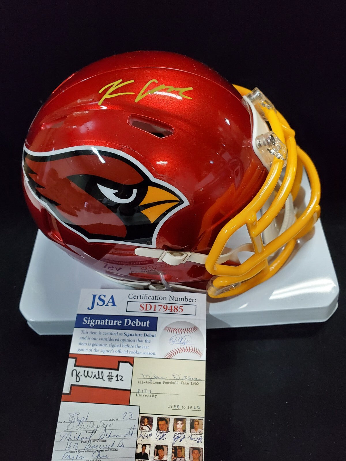Arizona Cardinals Rondale Moore Autographed Flash Mini Helmet Jsa Coa