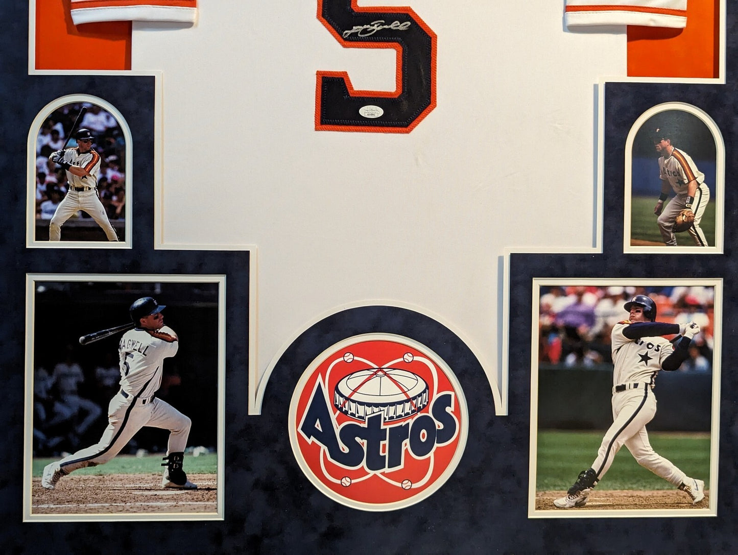 Suede Framed Houston Astros Jeff Bagwell Autographed Signed Jersey Jsa Coa