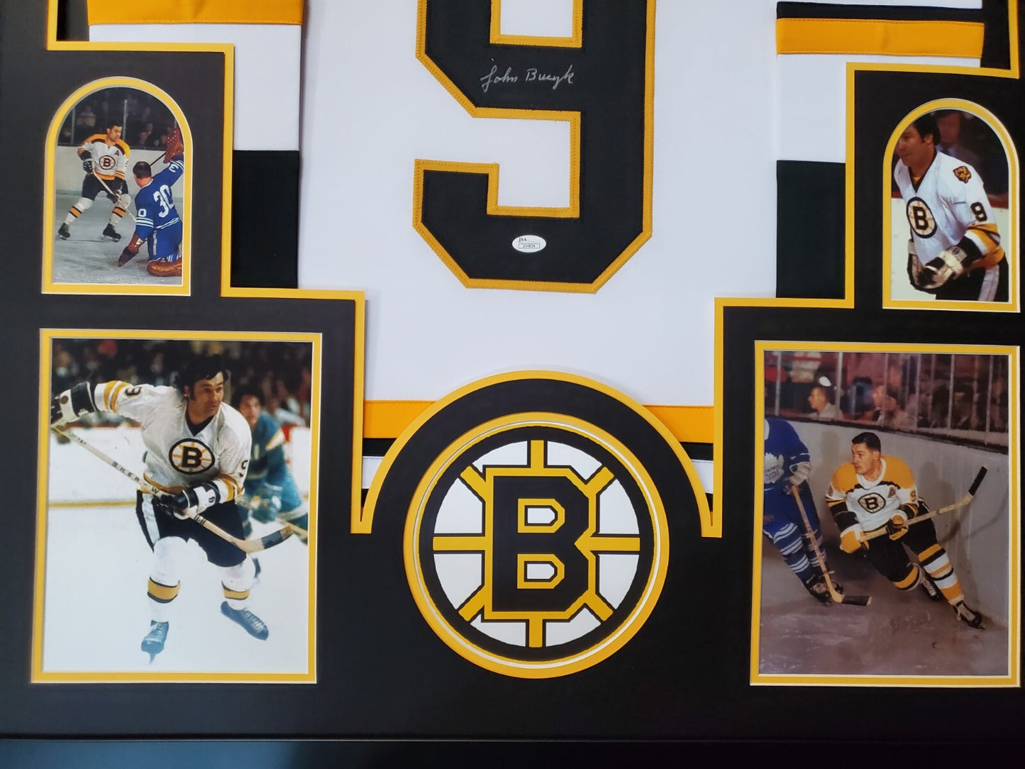 Framed Boston Bruins Johnny Bucyk Autographed Signed Jersey Jsa Coa