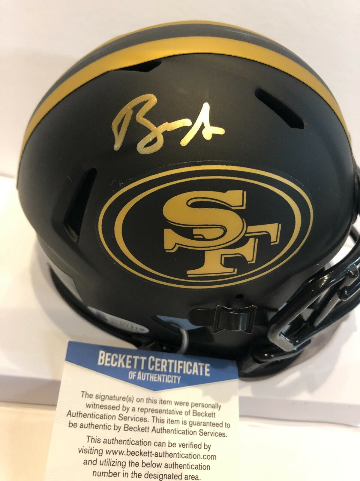 Brandon Aiyuk Autographed Signed S.F. 49Ers Eclipse Mini Helmet Beckett Coa