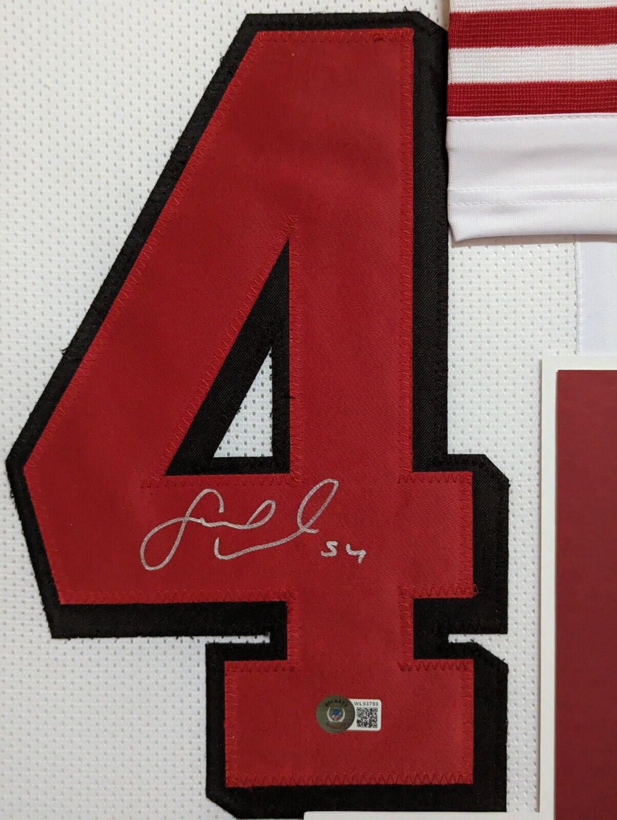 MVP Authentics Framed San Francisco 49Ers Fred Warner Autographed Signed Jersey Beckett Holo 540 sports jersey framing , jersey framing