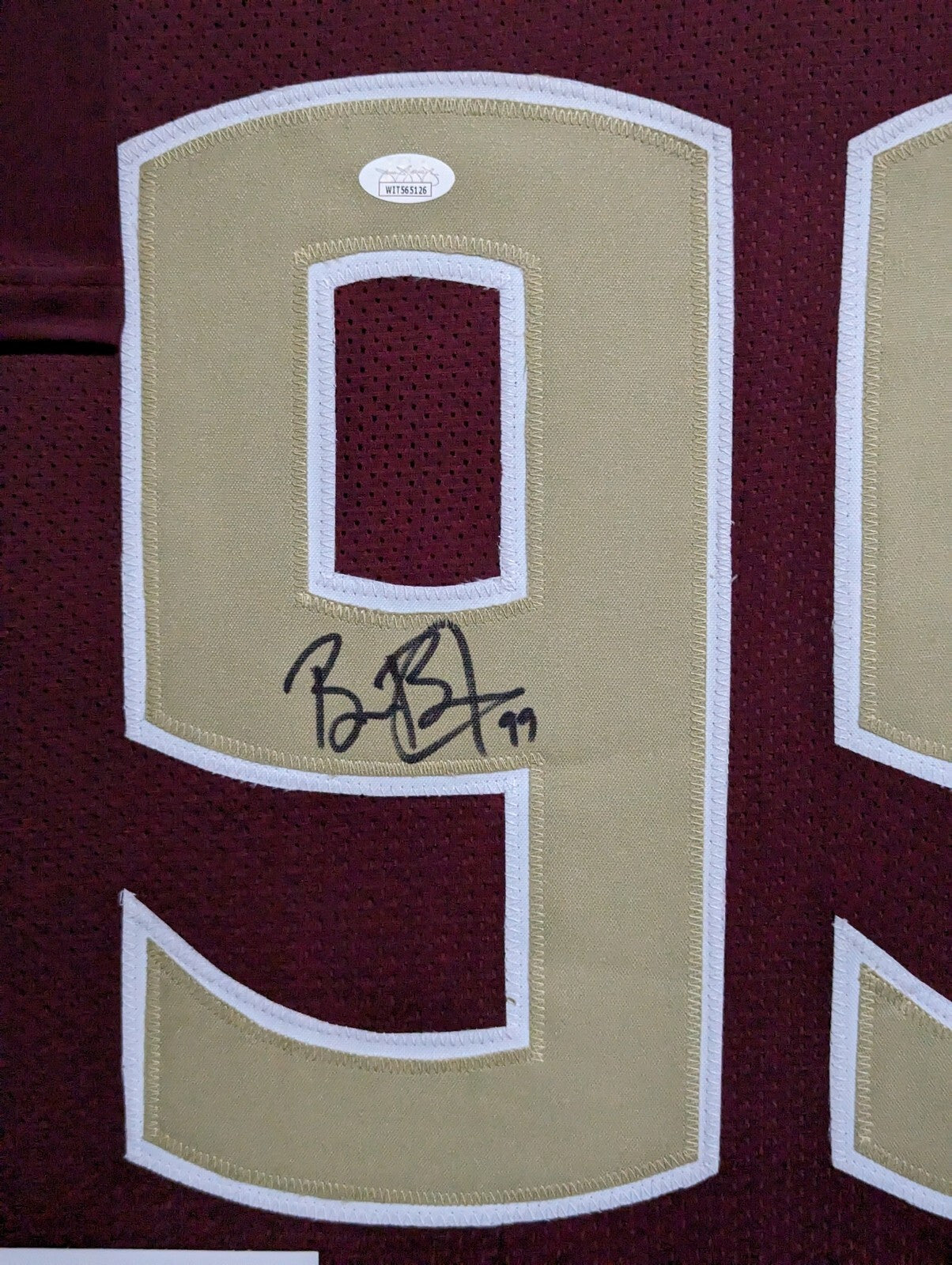 Framed Florida State Seminoles Brian Burns Autographed Jersey Jsa Coa