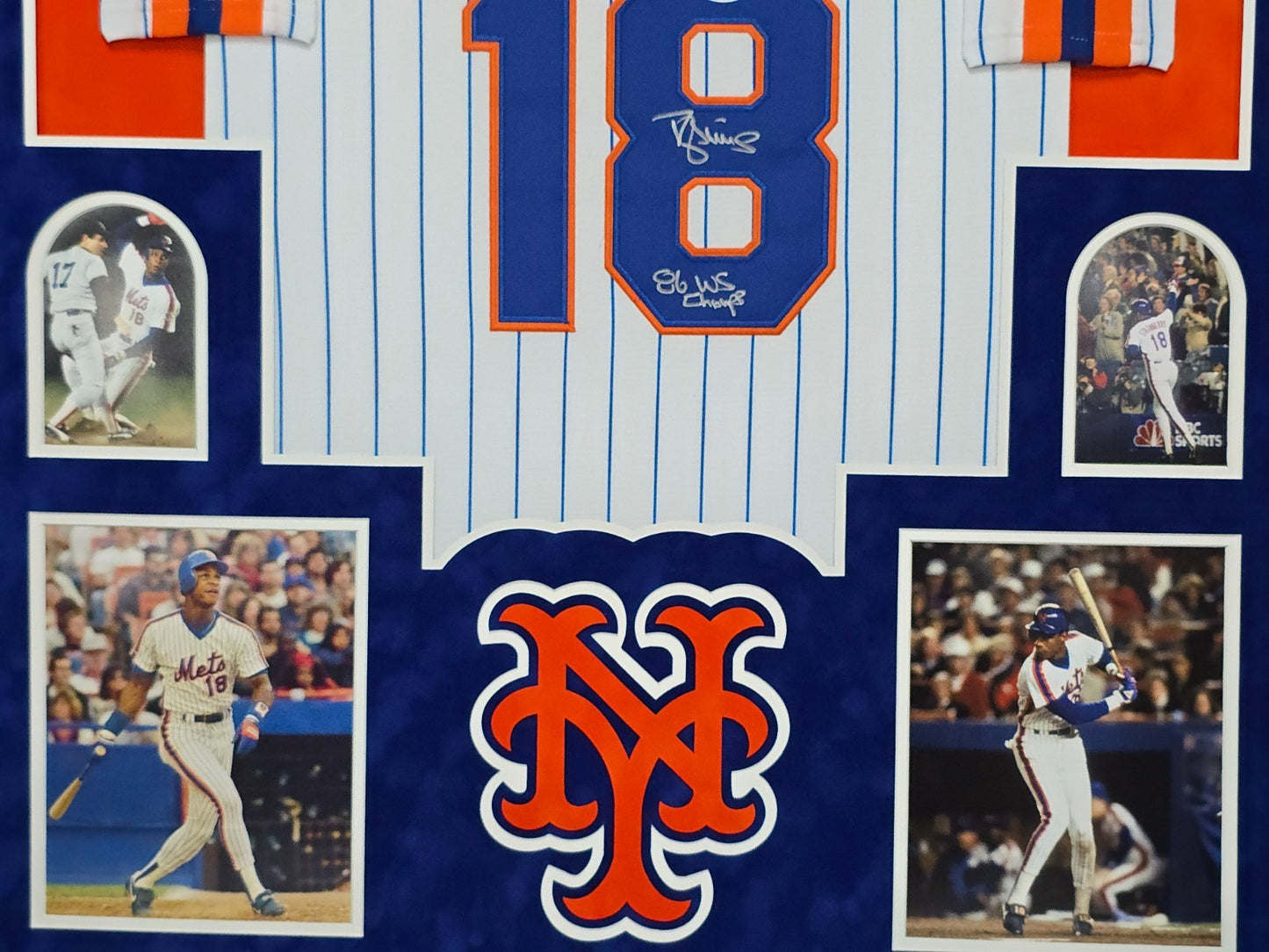 Suede Framed N.Y. Mets Darryl Strawberry Autographed Inscribed Jersey Jsa Coa