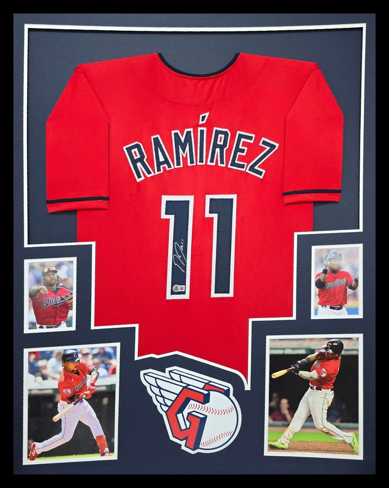 Framed Cleveland Guardians Jose Ramirez Autographed Signed Jersey Beckett Holo
