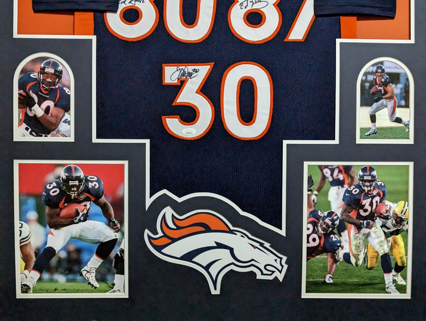 Framed Denver Broncos 2X Sb Champs 3X Autographed Signed Jersey Jsa Coa