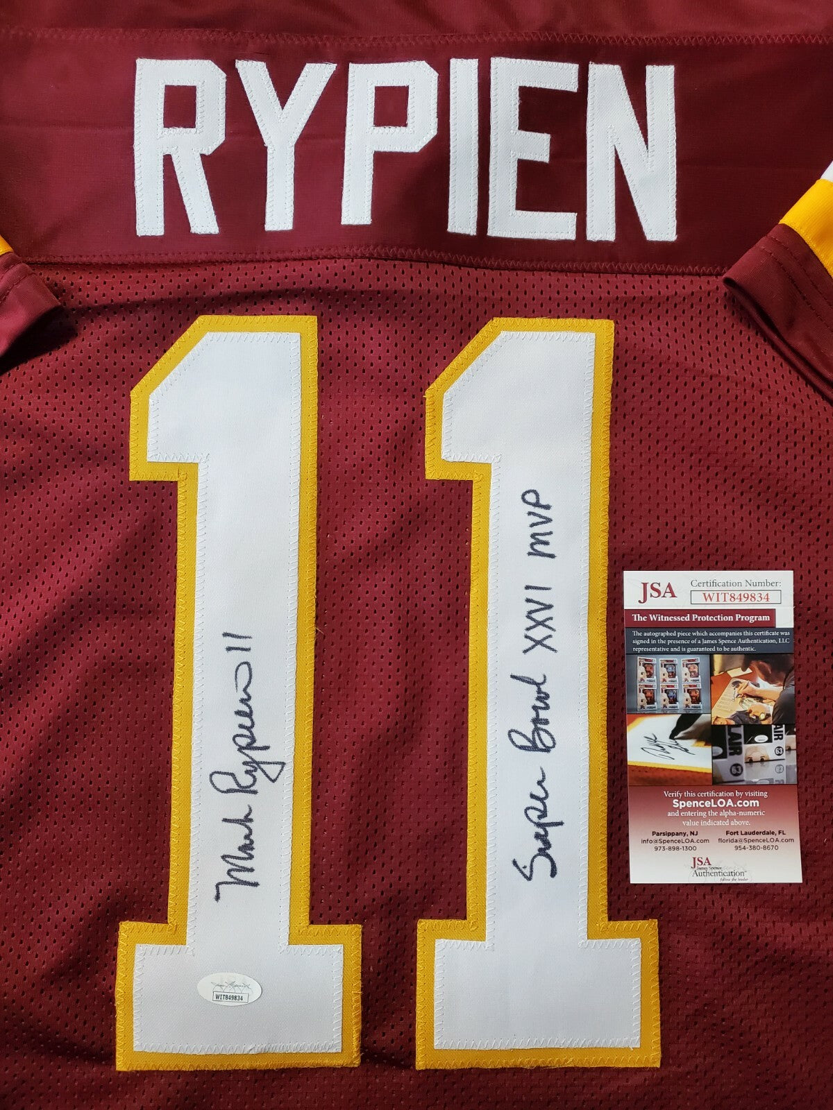 Washington Football Mark Rypien Autographed Signed Inscribed Jersey Jsa Coa
