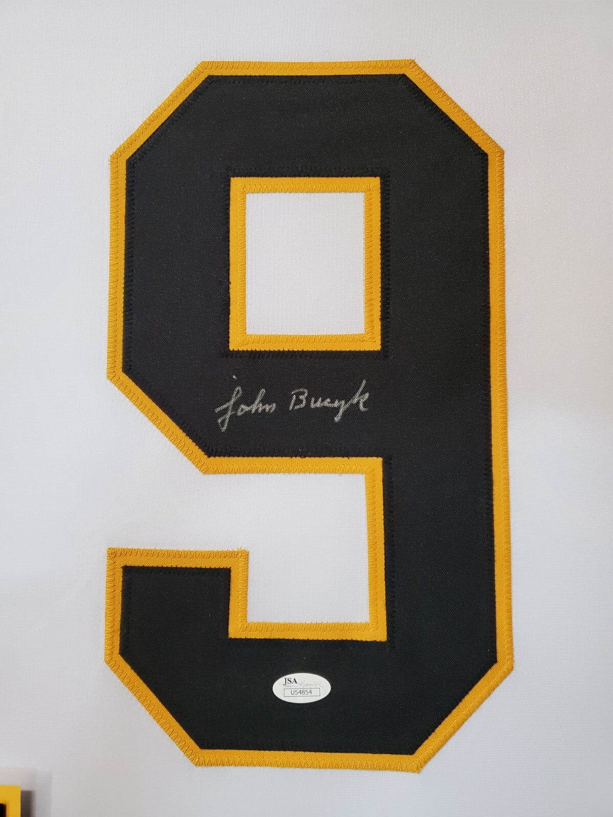 Framed Boston Bruins Johnny Bucyk Autographed Signed Jersey Jsa Coa