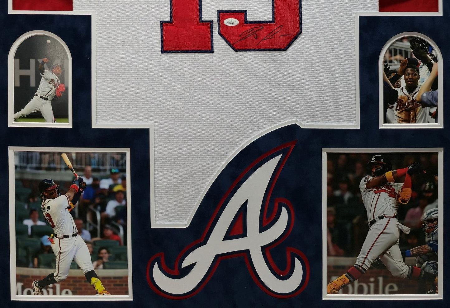 Suede Framed Atlanta Braves Ronald Acuna Jr Autographed Inscribed Jersey Jsa Coa