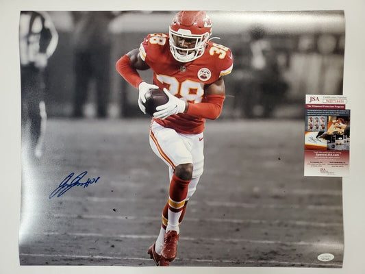 MVP Authentics Kansas City Chiefs L'jarius Sneed Autographed Signed 16X20 Photo Jsa Coa 85.50 sports jersey framing , jersey framing