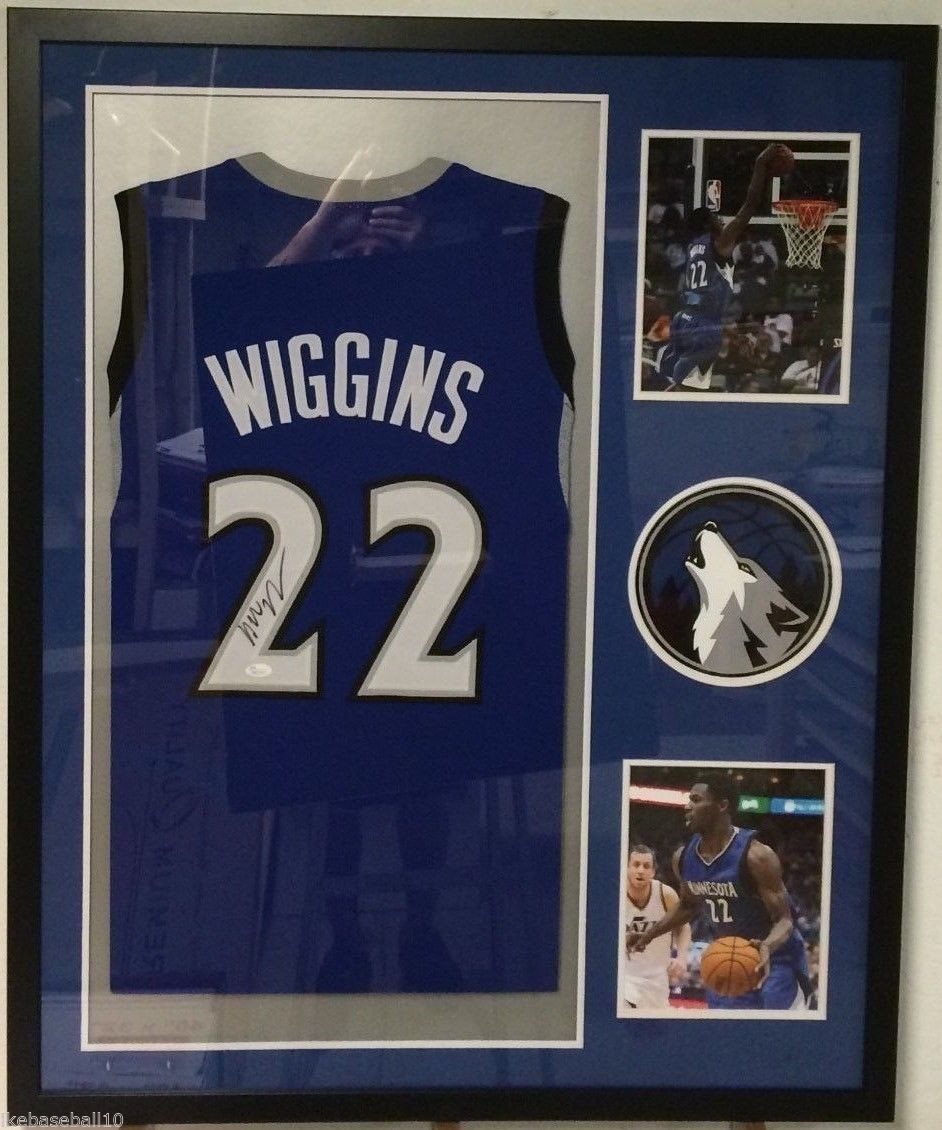 Framed Andrew Wiggins Autographed Signed Minnesota Timberwolves Jersey Jsa Coa
