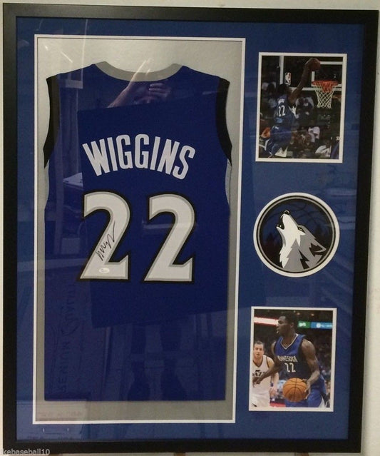 Framed Andrew Wiggins Autographed Signed Minnesota Timberwolves Jersey Jsa Coa