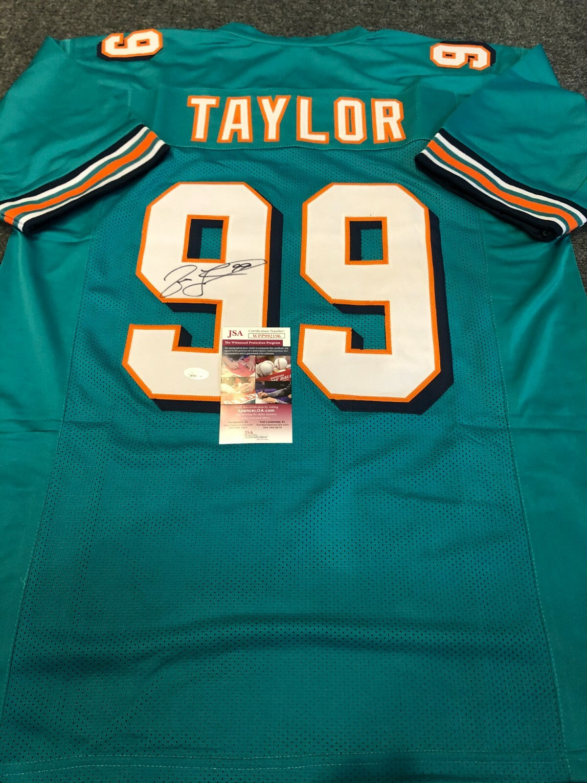 Miami Dolphins Jason Taylor Autographed Signed Jersey Jsa  Coa