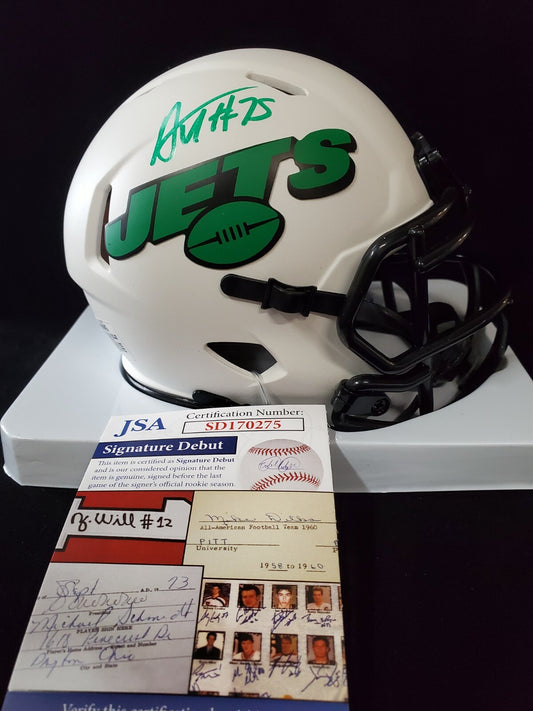 N.Y. Jets Alijah Vera-Tucker Autographed Signed Lunar Mini Helmet Jsa Coa