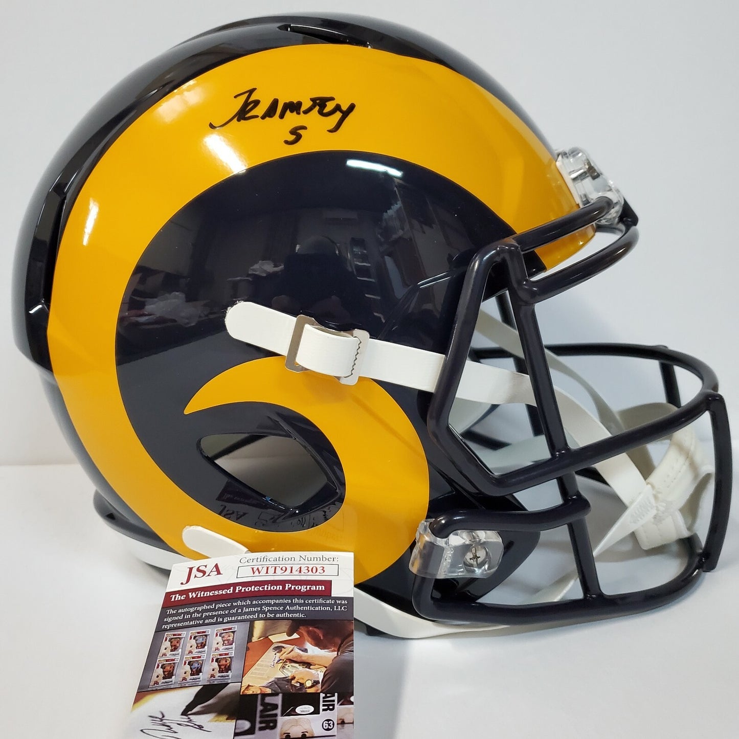 La Rams Jalen Ramsey Autograph Signed Full Size Replica Throwback Helmet Jsa Coa