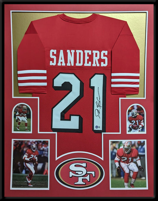 Framed San Francisco 49Ers Deion Sanders Autographed Signed Jersey Beckett Holo