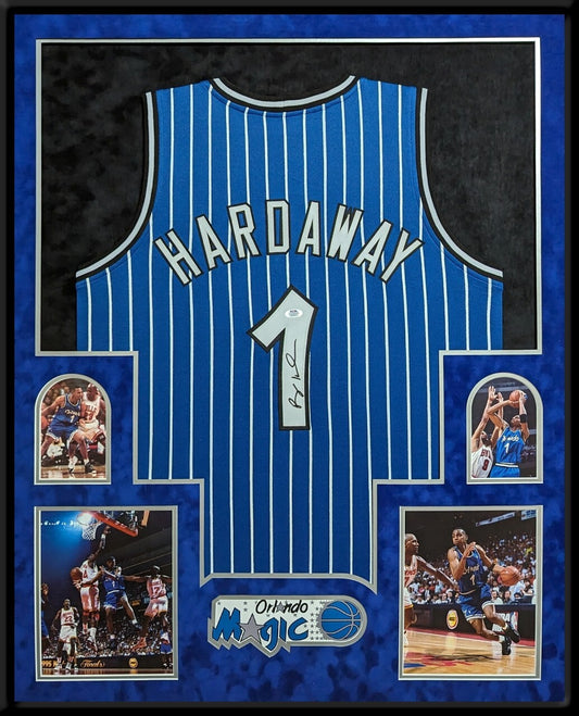 Framed In Suede Orlando Magic Penny Hardaway Autographed Signed Jersey Psa Coa