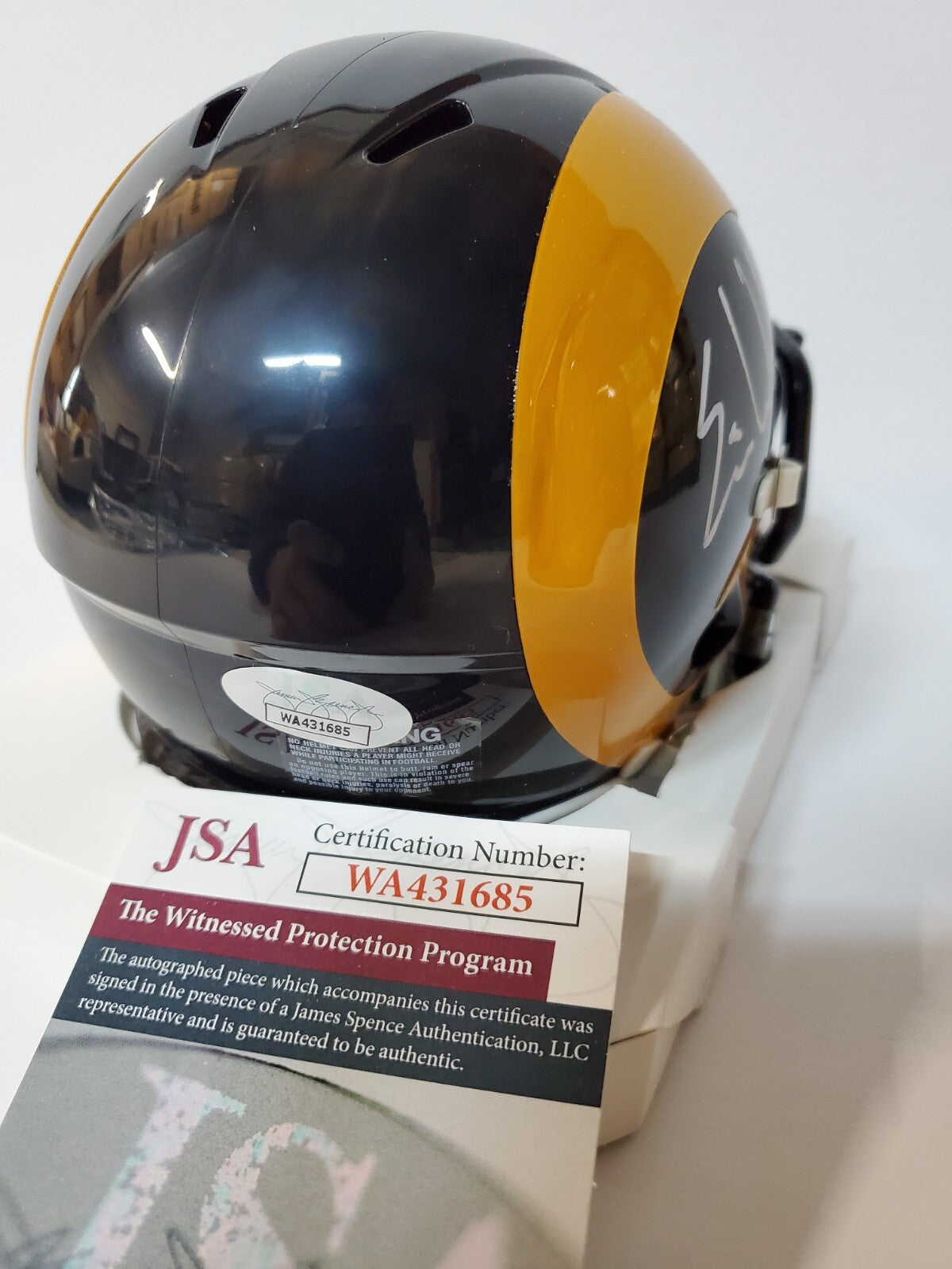 Los Angeles Rams Eric Weddle Signed Throwback Mini Helmet Jsa Coa