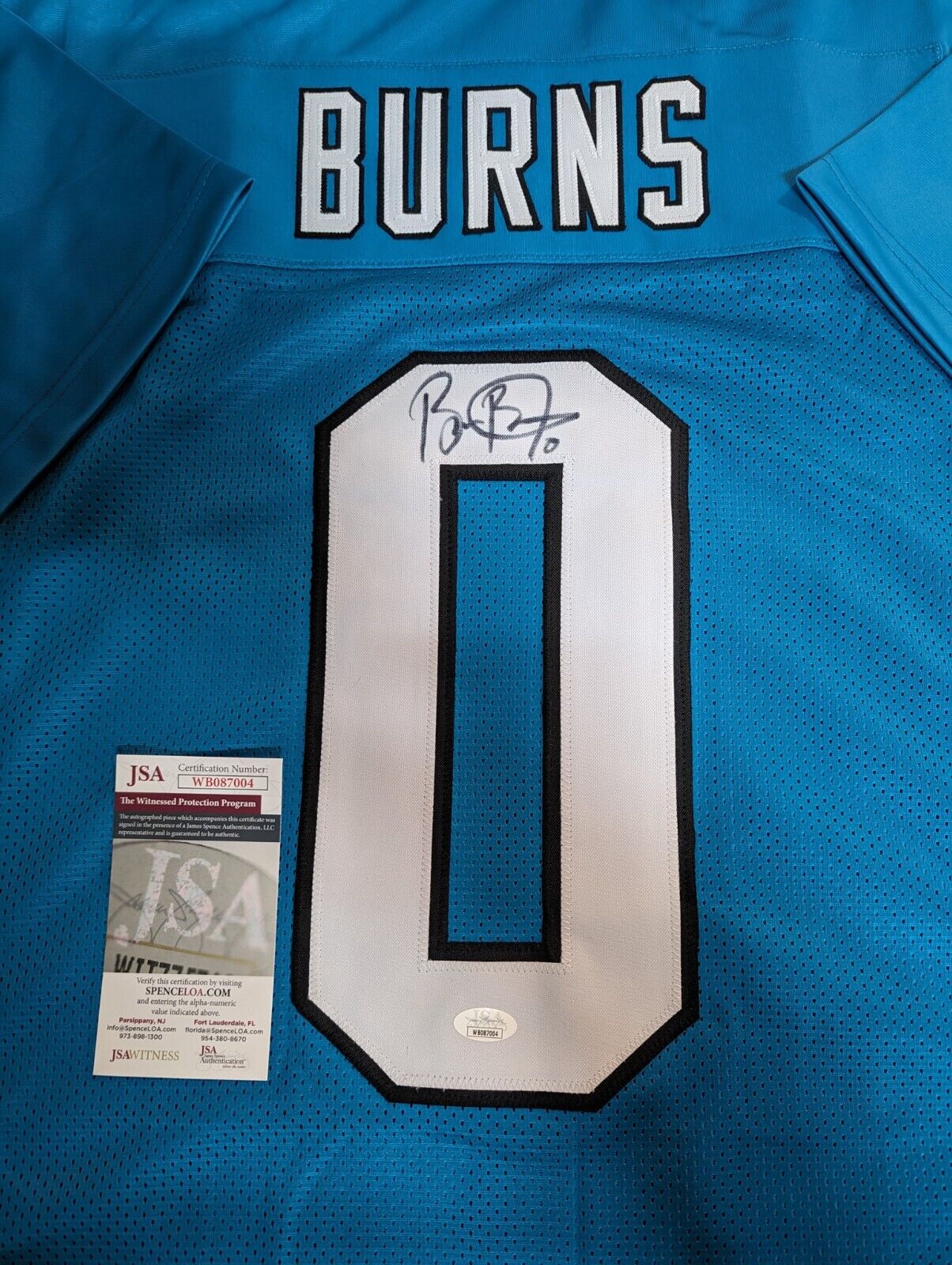 MVP Authentics Carolina Panthers Brian Burns Autographed Signed Jersey Jsa  Coa Number Zero 143.10 sports jersey framing , jersey framing
