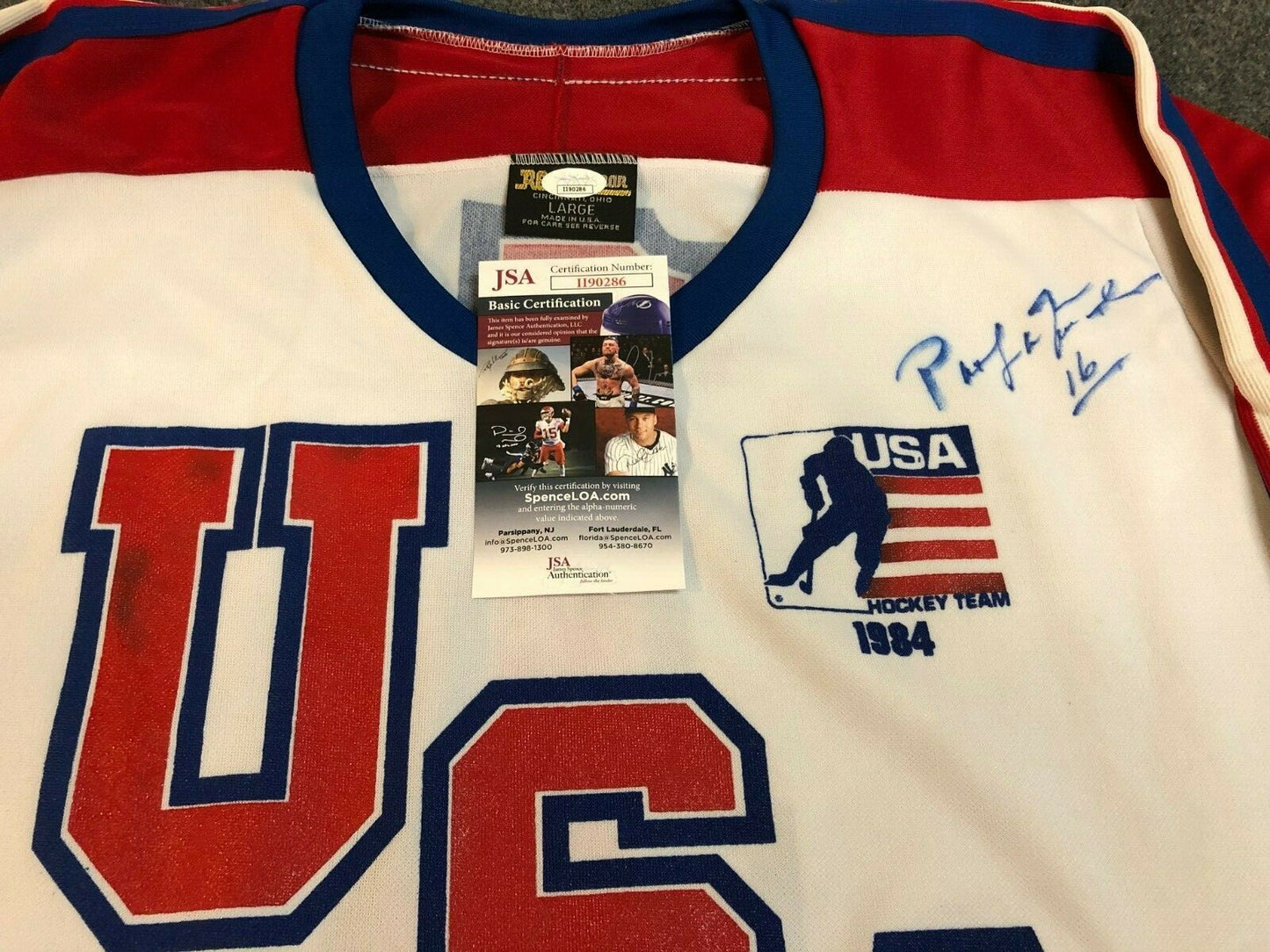 Pat Lafontaine Autographed Signed Usa Hockey Jersey Jsa  Coa