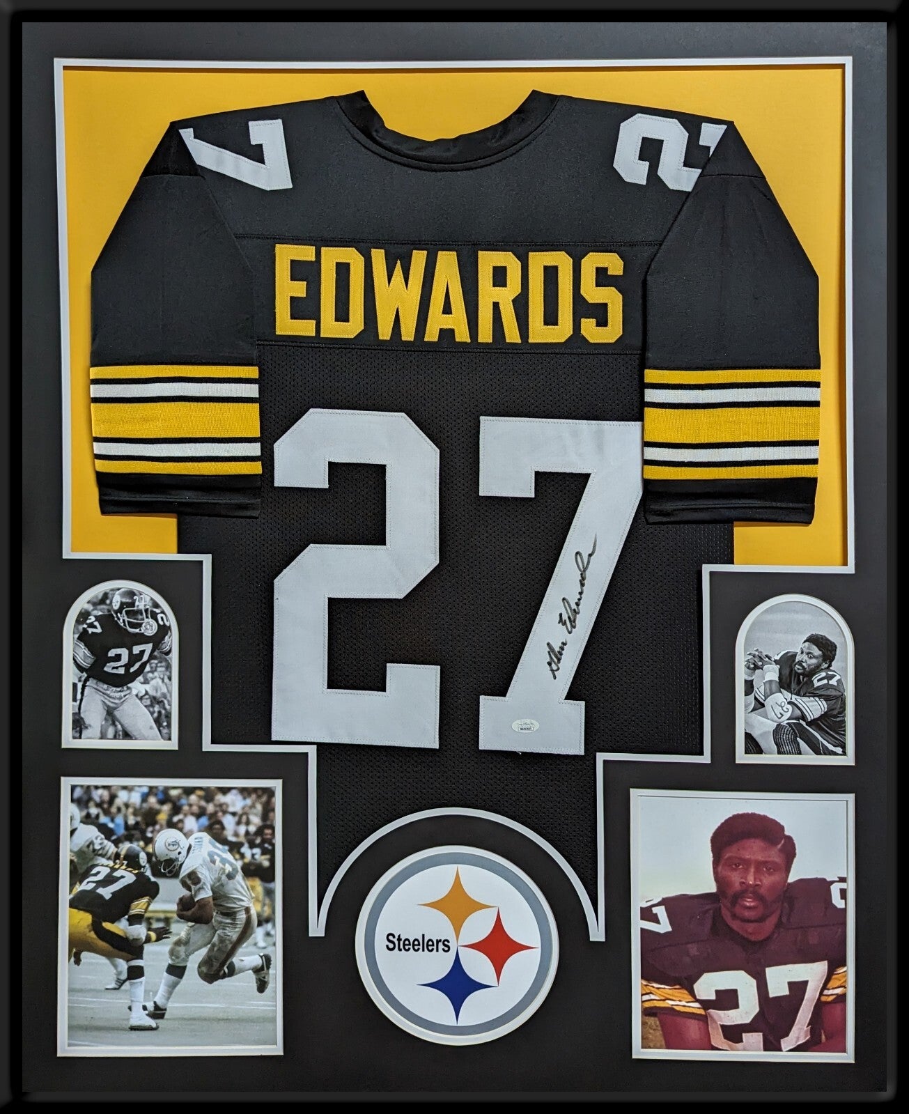 Framed Pittsburgh Steelers Glen Edwards Autographed Jersey Jsa Coa