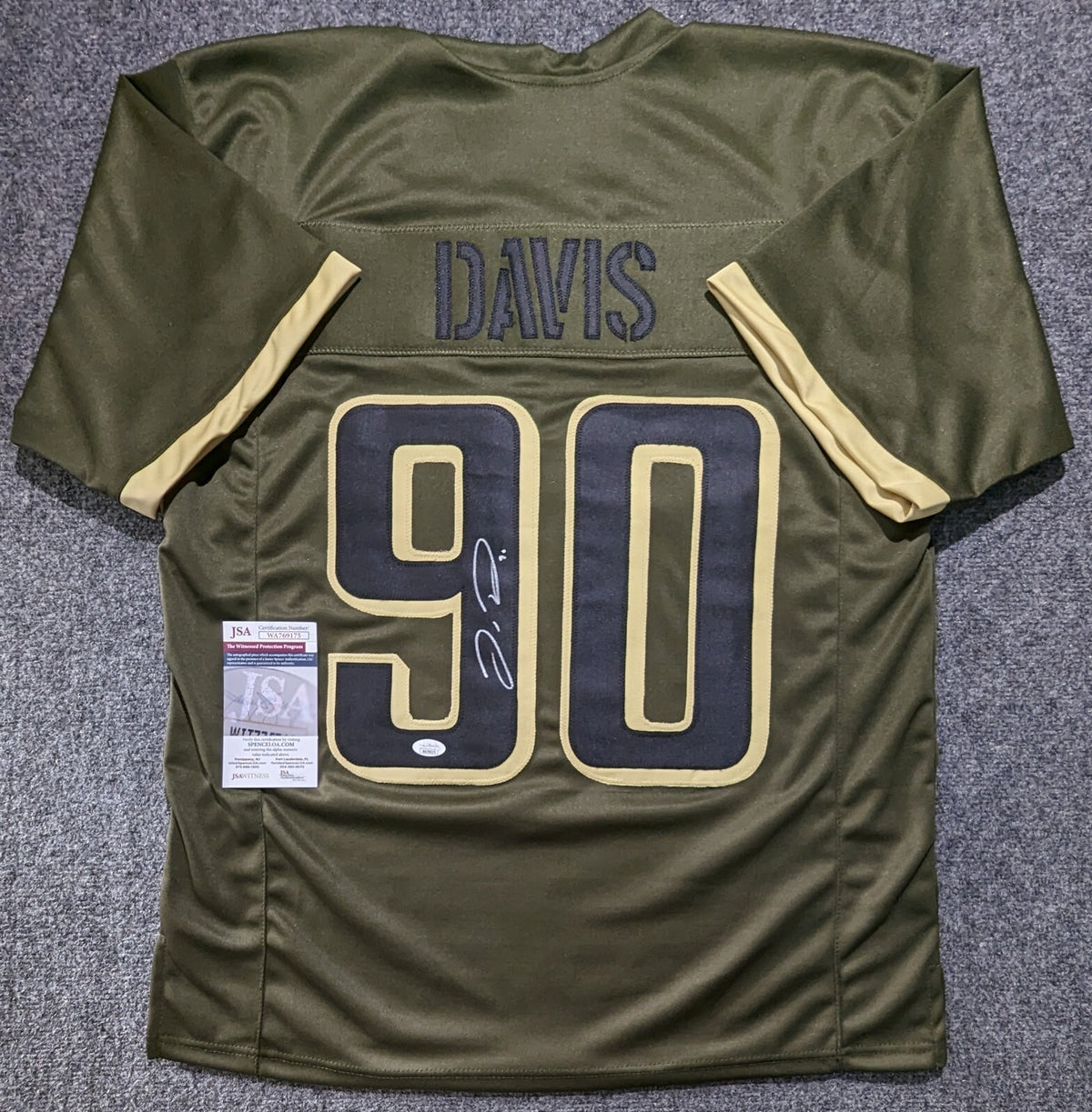 Philadelphia Eagles Jordan Davis Autographed Salute To Service Jersey Jsa Coa