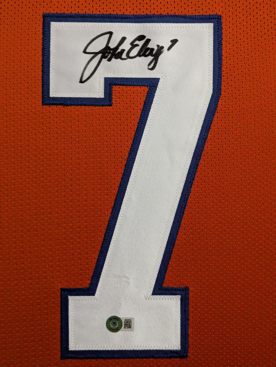 Framed In Suede Denver Broncos John Elway Autographed Signed Jersey Beckett Holo