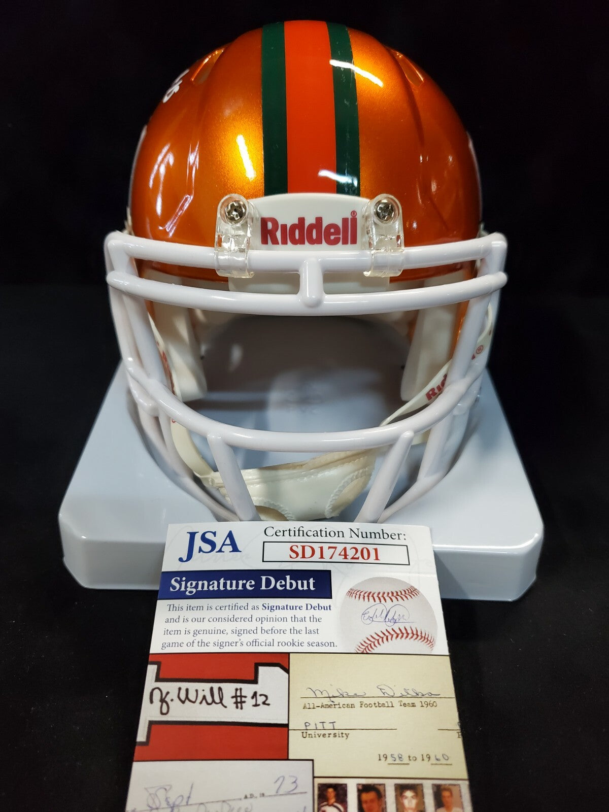 Greg Rousseau Autographed Signed Miami Hurricanes  Flash Mini Helmet Jsa Coa