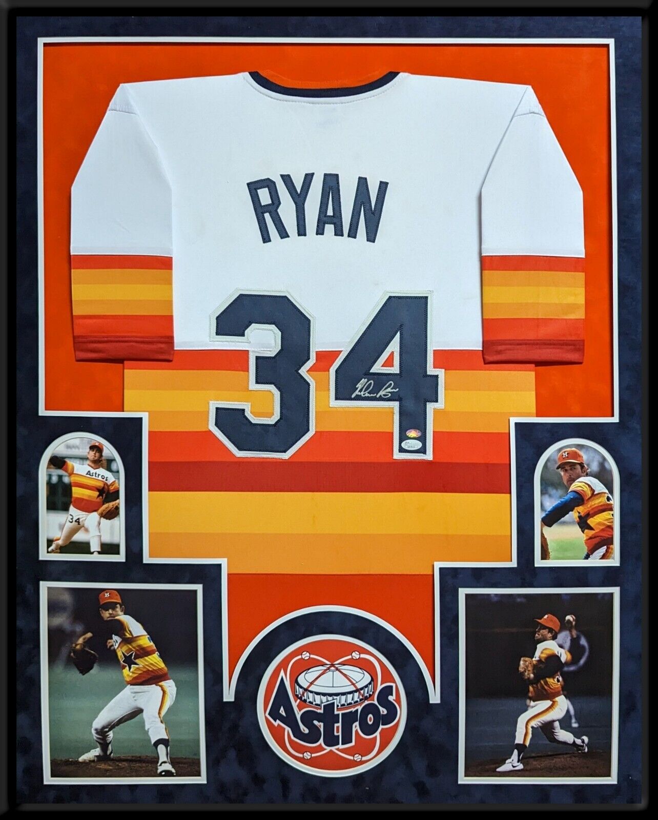 MVP Authentics Framed In Suede Houston Astros Nolan Ryan Autographed Signed Jersey Jsa Coa 1125 sports jersey framing , jersey framing