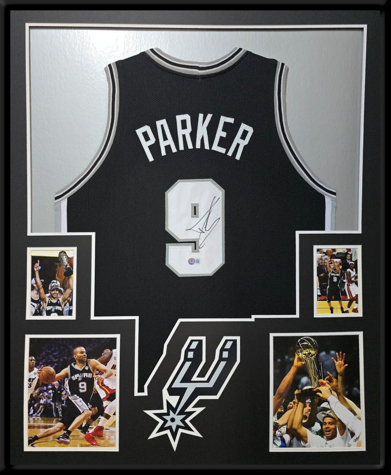 Framed San Antonio Spurs Tony Parker Autographed Jersey Beckett Holo