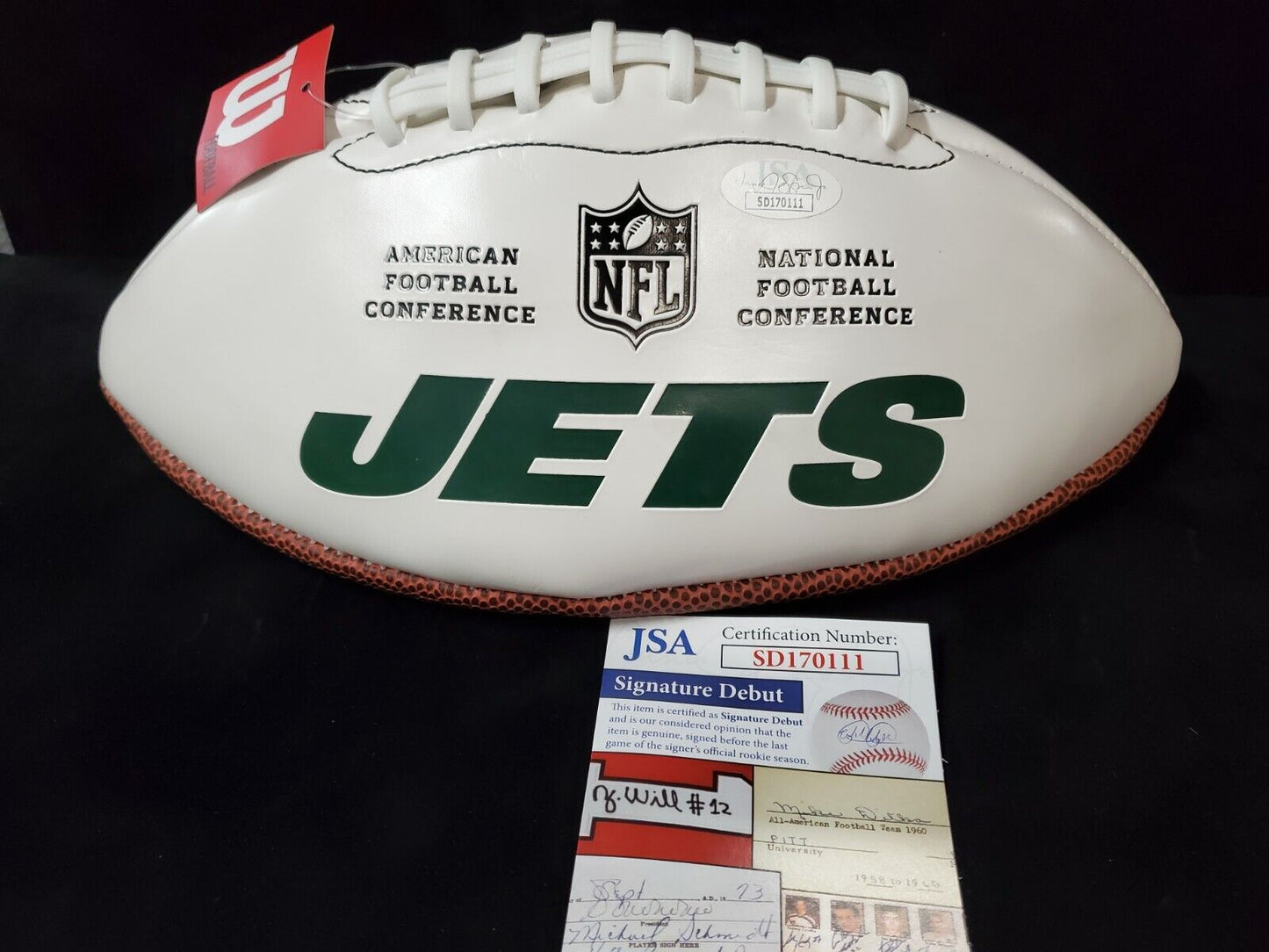 MVP Authentics N.Y. Jets Alijah Vera-Tucker Autographed Signed Logo Football Jsa Coa 135 sports jersey framing , jersey framing