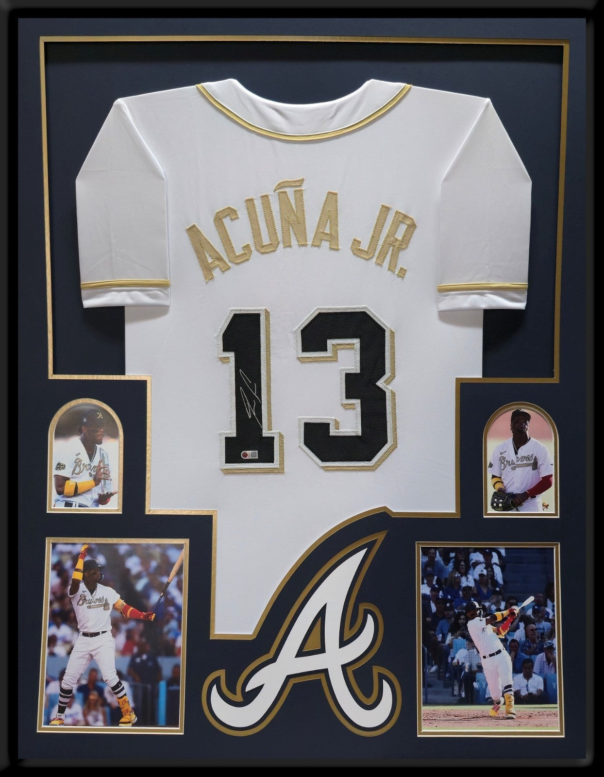 Framed Atlanta Braves Ronald Acuna Jr Autographed Jersey Acuna Hologram